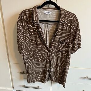 Charlie Holiday Brown and White Button Down Shirt